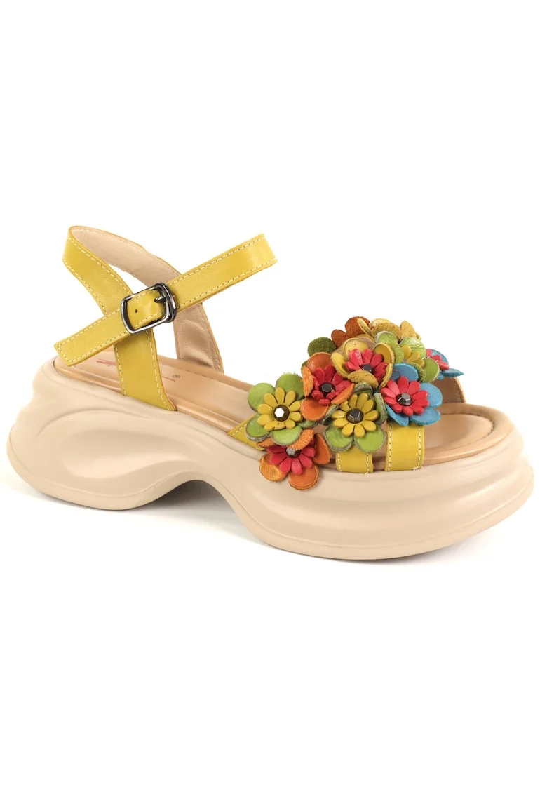 Sandale dama piele naturala 3OLY80012B 08 N, Galben
