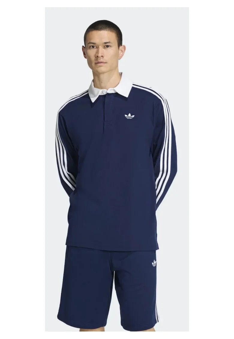 Bluza polo din bumbac Adicolor 3-Stripes Rugby Polo,