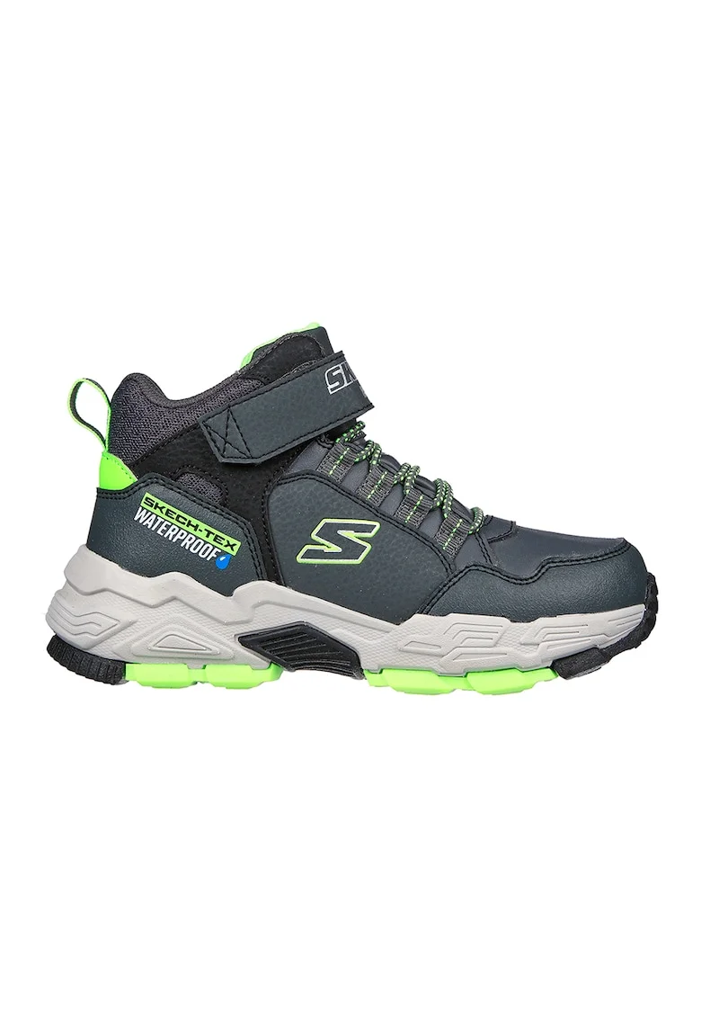 Pantofi sport mid-high impermeabili Drollix-Ventureru, Gri carbune/Verde lime