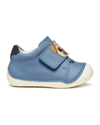 Pantofi sport Tutim de piele cu inchidere velcro, Albastru prafuit/Bej