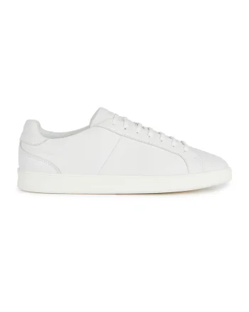 Pantofi sport din piele cu model uni, Alb murdar