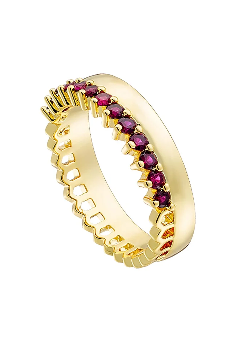 Inel placat cu aur de 18K si zirconia