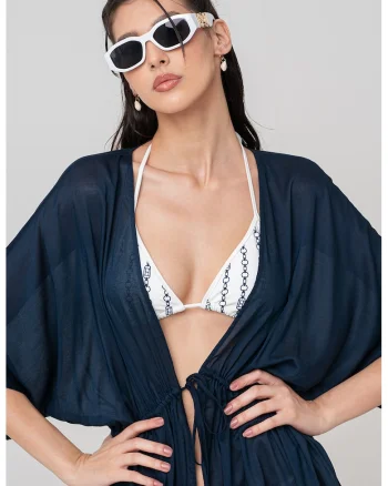 Kimono de plaja, din amestec de modal, Bleumarin