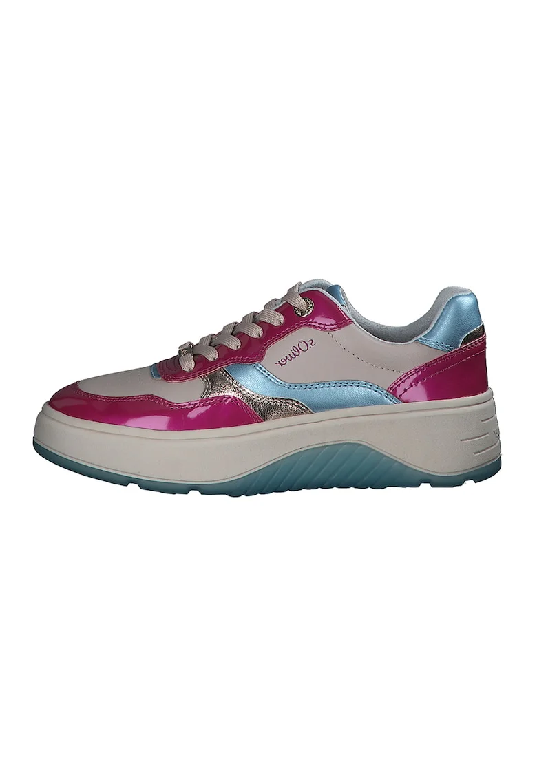 Pantofi sport cu model colorblock si aspect lacuit, Multicolor