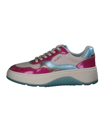 Pantofi sport cu model colorblock si aspect lacuit, Multicolor