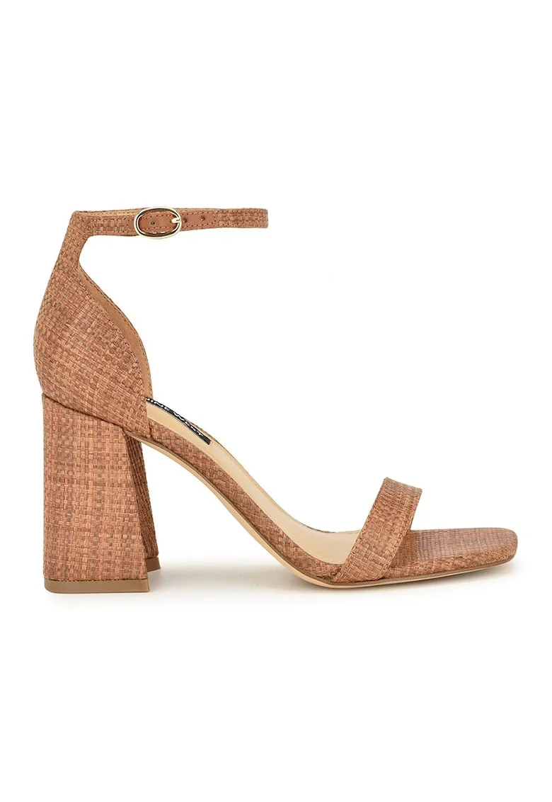 Sandale cu toc masiv Ilea, Maro camel