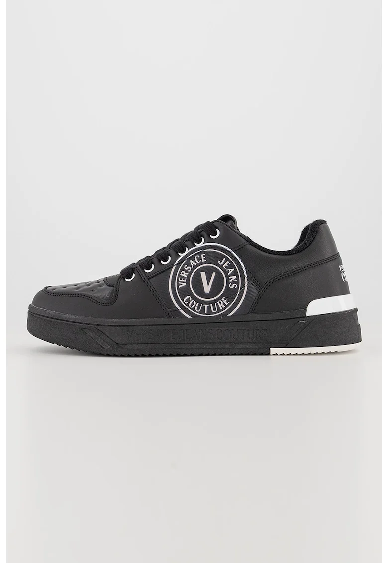 Pantofi sport de piele cu logo, Negru
