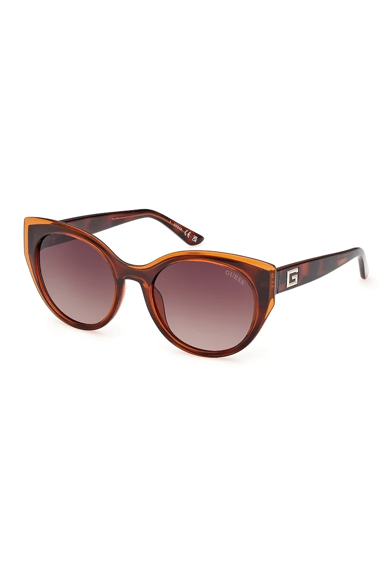 Ochelari de soare cat-eye cu detalii logo, Maro
