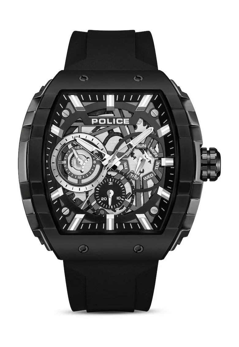 Ceas  pentru barbati, elegant, negru, 49mm, silicon