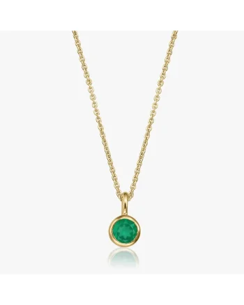 Colier din argint Birthstone Golden May - Onix Verde