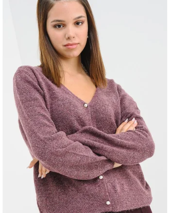 Cardigan lejer cu decolteu in V, Violet pruna