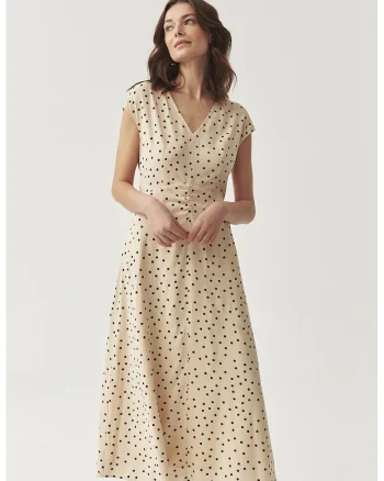 Rochie maxi cu croiala evazata, Negru/Bej