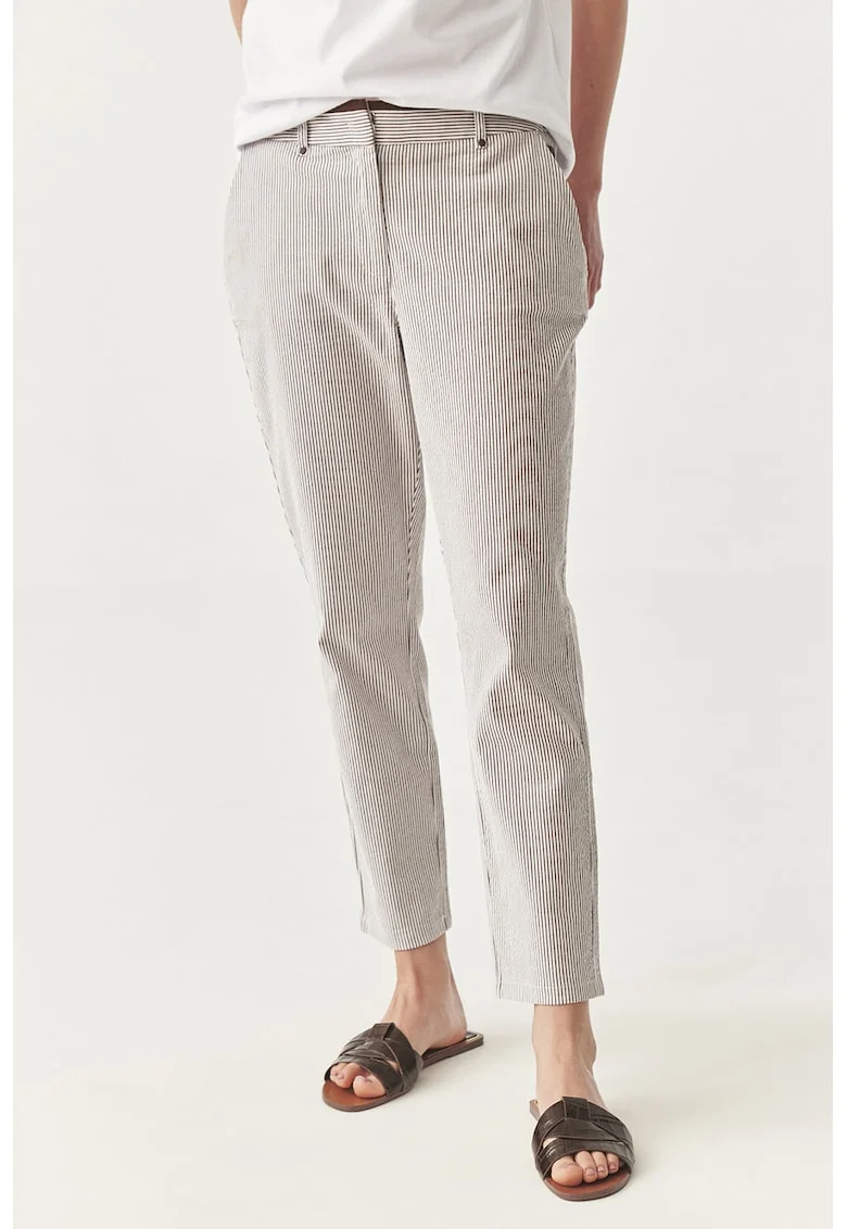 Pantaloni crop conici, Alb/Maro