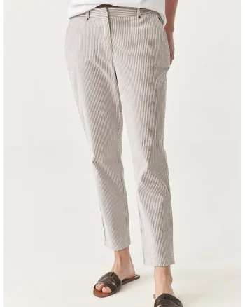 Pantaloni crop conici, Alb/Maro