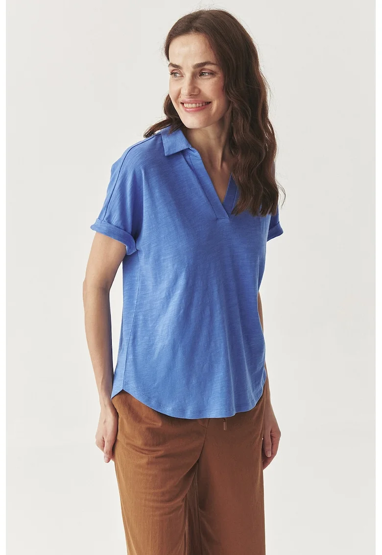 Tricou polo cu model uni, Albastru melange