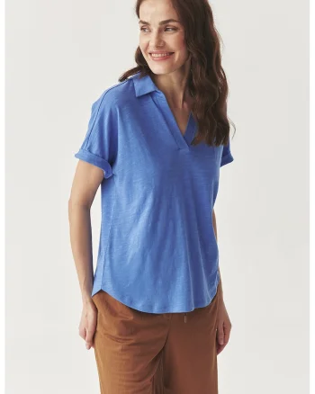 Tricou polo cu model uni, Albastru melange