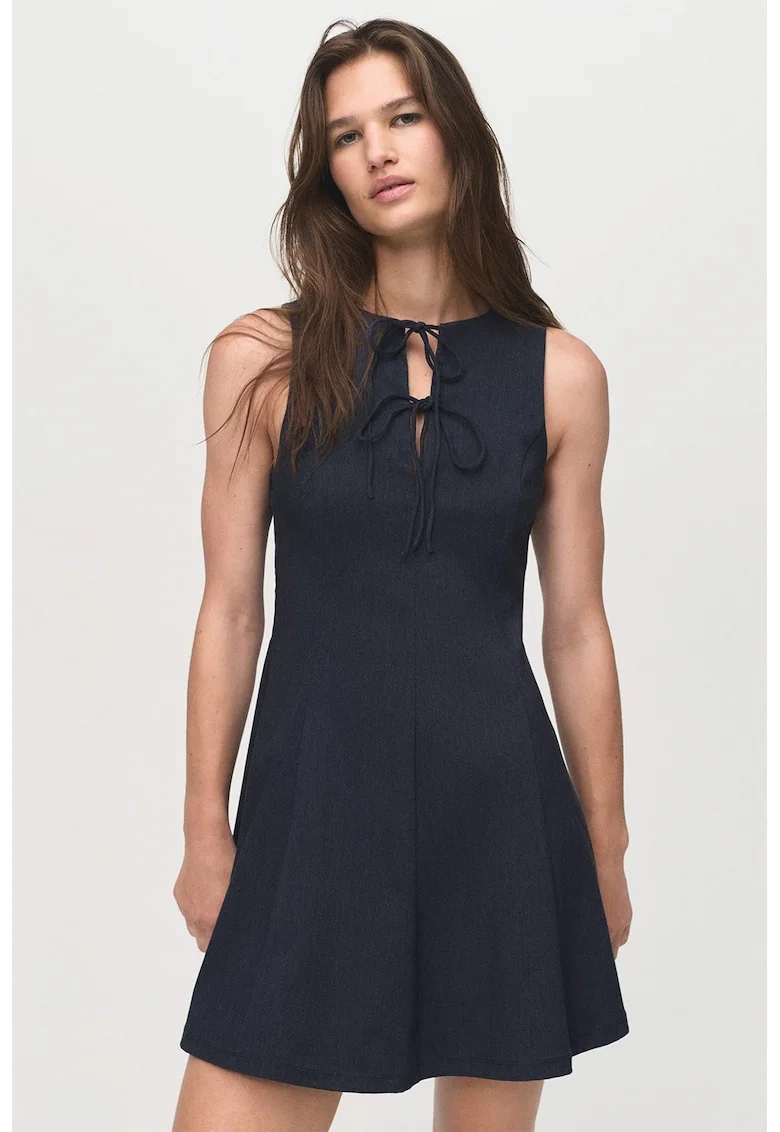 Rochie mini cu prindere frontala, Albastru ultramarin