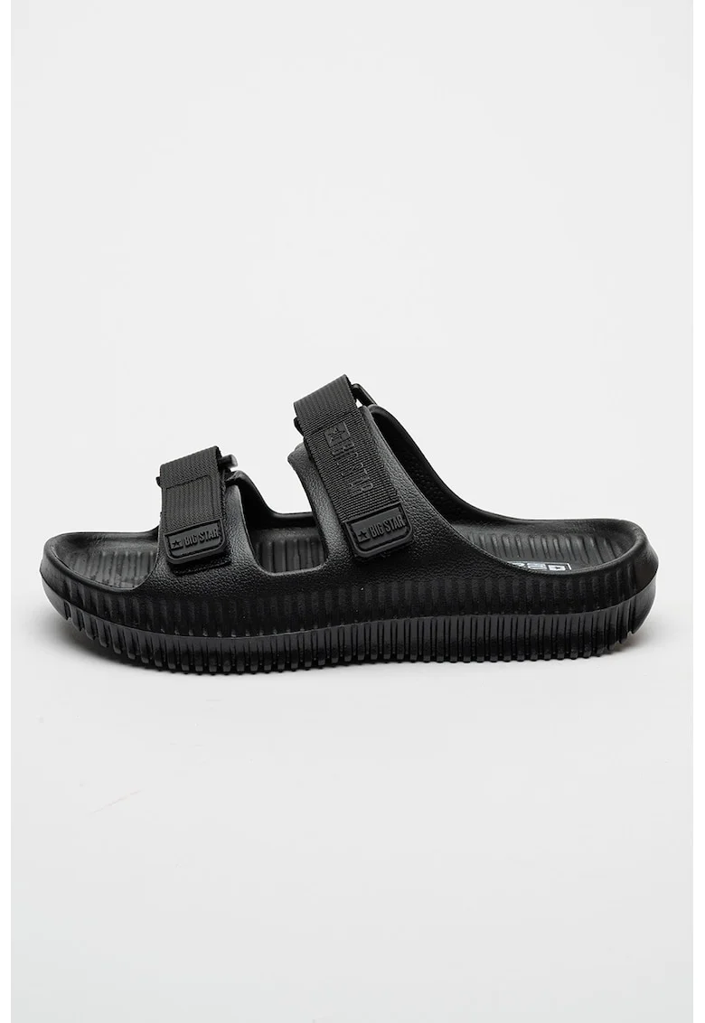 Papuci cu logo si velcro, Negru