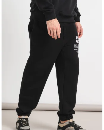 Pantaloni de trening cu logo si snur, Negru