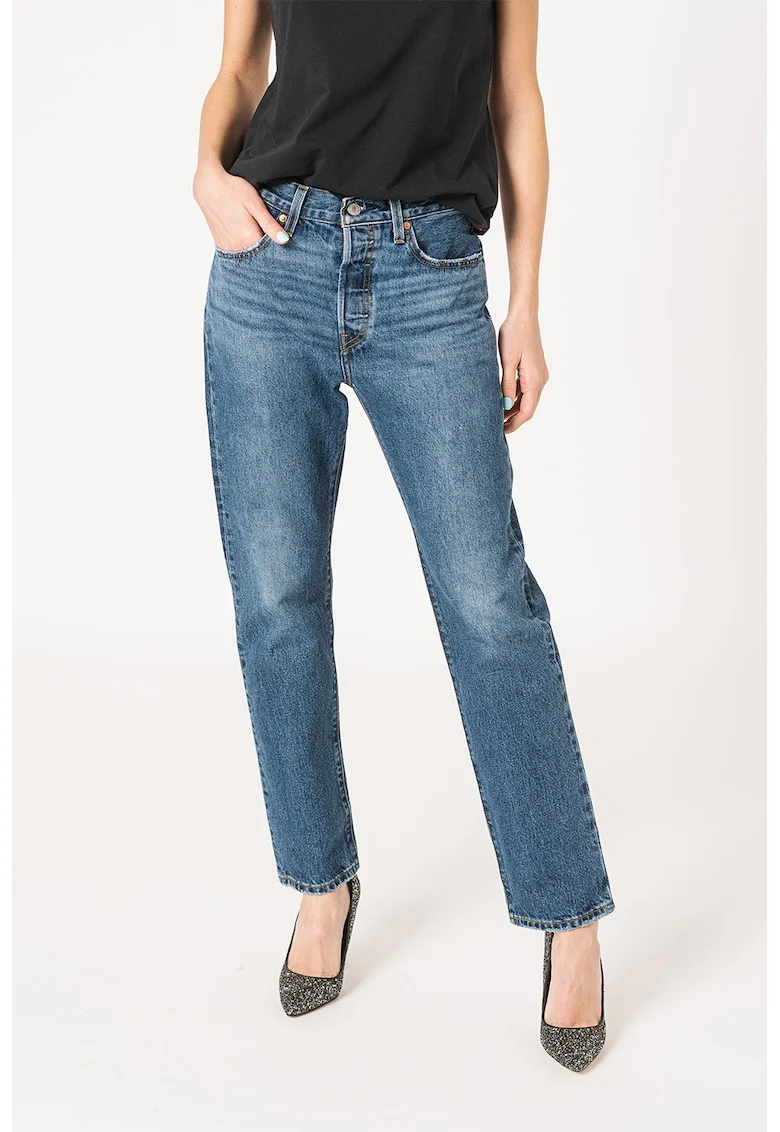 Blugi crop cu croiala dreapta 501®, Albastru inchis