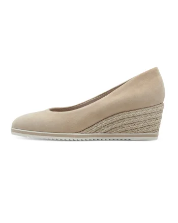 Pantofi wedge de piele intoarsa, Bej