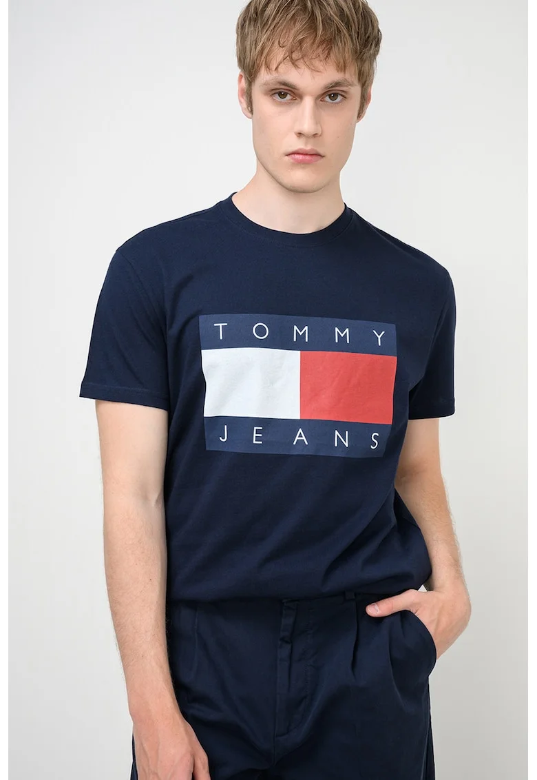 Tricou regular-fit cu imprimeu logo, Rosu/Alb murdar/Bleumarin