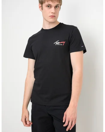 Tricou cu decolteu la baza gatului si imprimeu logo, Negru