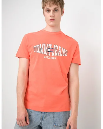 Tricou regular-fit cu imprimeu logo contrastant, Portocaliu/Alb murdar
