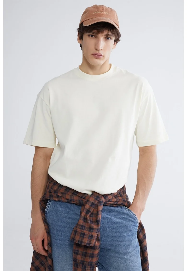 Tricou lejer din bumbac, Crem