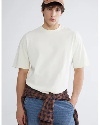 Tricou lejer din bumbac, Crem