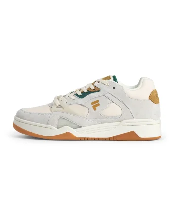 Pantofi sport de piele cu logo, Maro inchis/Gri deschis/Crem