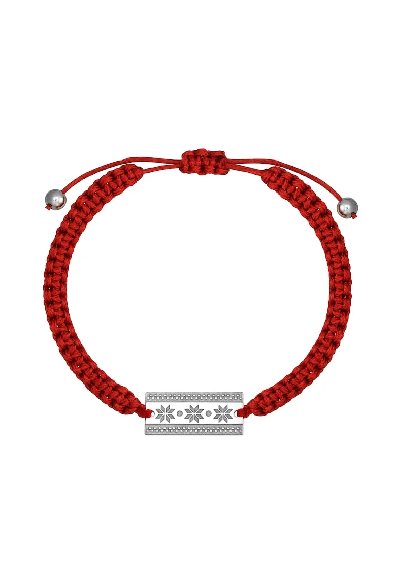 Bratara impletita manual, tablita argint 925 cu motiv traditional romanesc Colul Morii