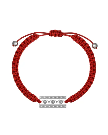 Bratara impletita manual, tablita argint 925 cu motiv traditional romanesc Colul Morii
