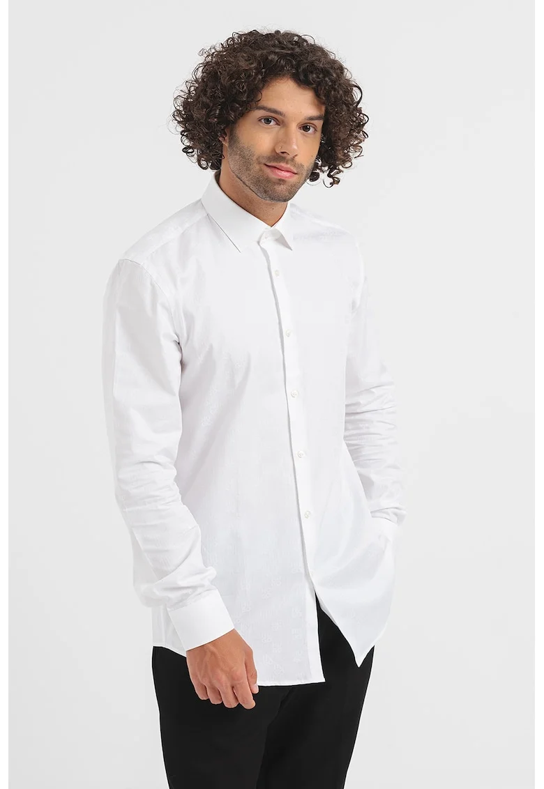 Camasa slim fit cu model Kenno, Alb
