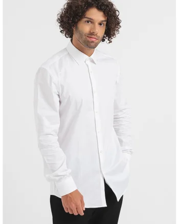 Camasa slim fit cu model Kenno, Alb