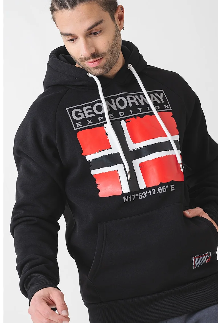 Hanorac regular fit cu logo, Rosu/Alb/Negru