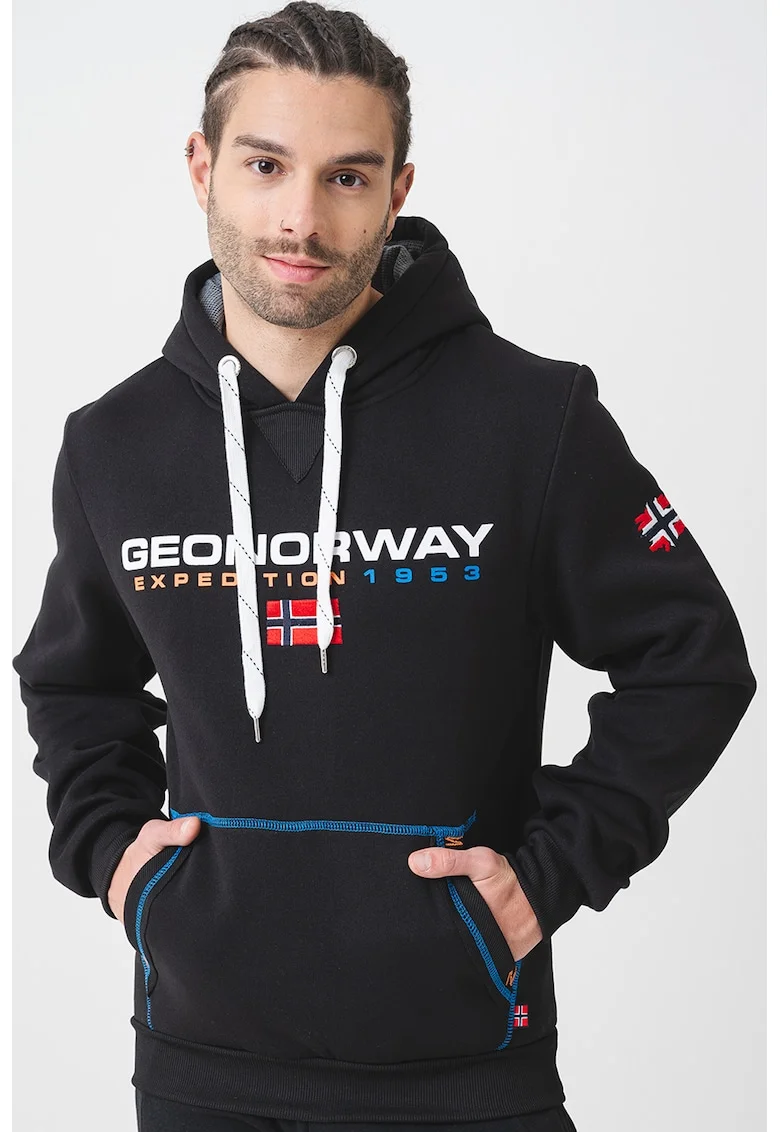 Hanorac regular fit cu logo, Rosu/Negru/Portocaliu