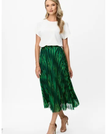 Fusta midi cu croiala creion Helen, Galben/Verde inchis