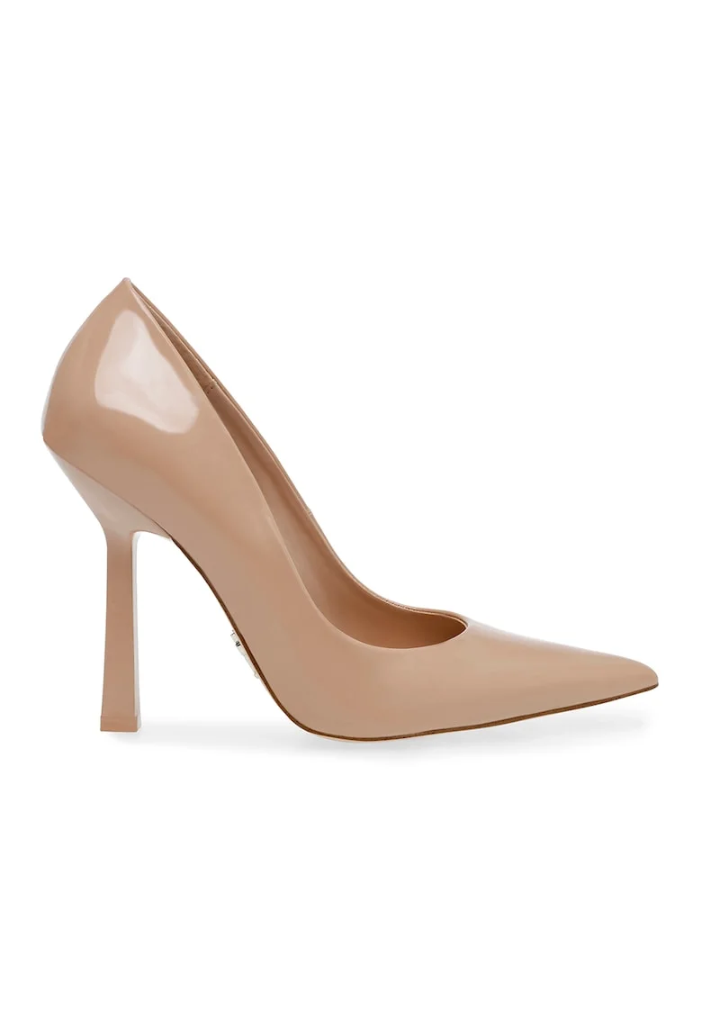 Pantofi stiletto de piele ecologica cu varf ascutit Martina, Bej