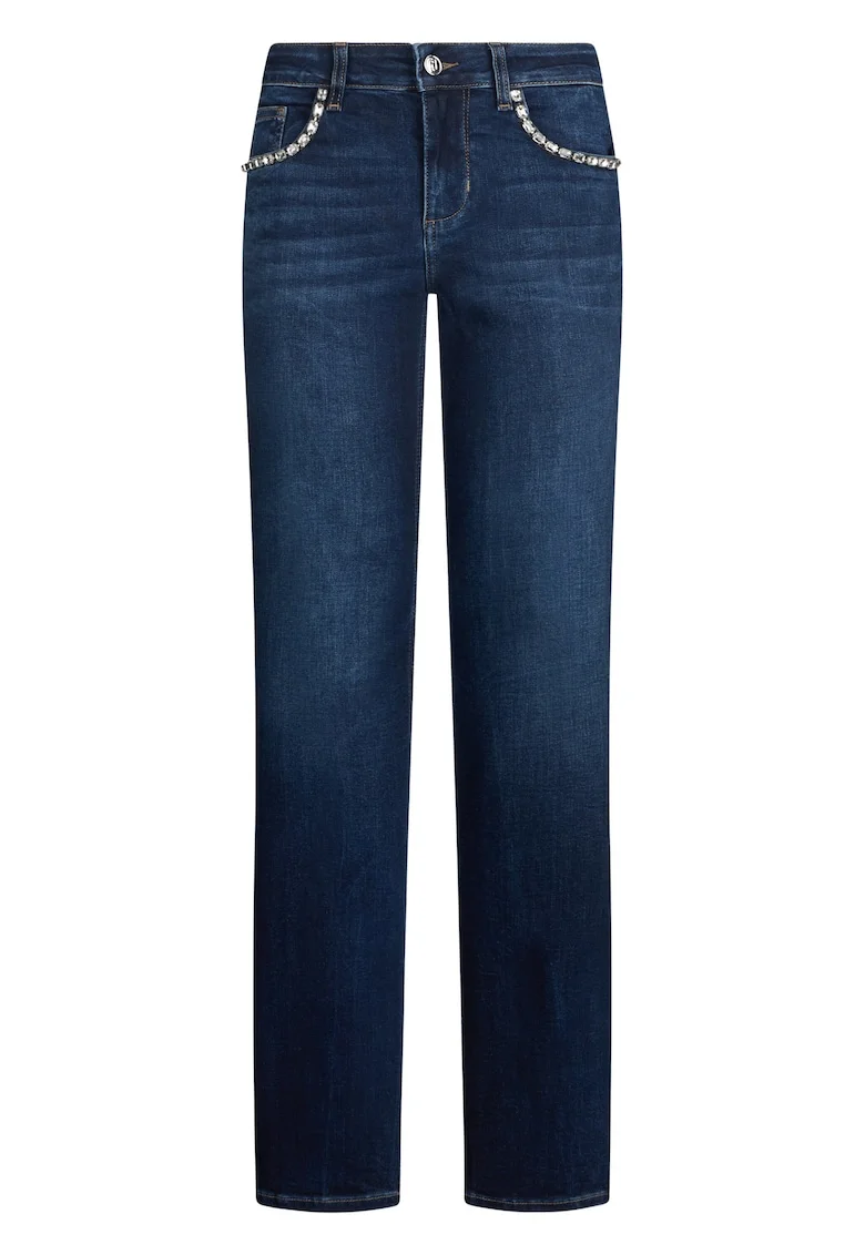 Blugi slim-fit cu strasuri, Albastru inchis