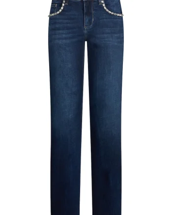Blugi slim-fit cu strasuri, Albastru inchis