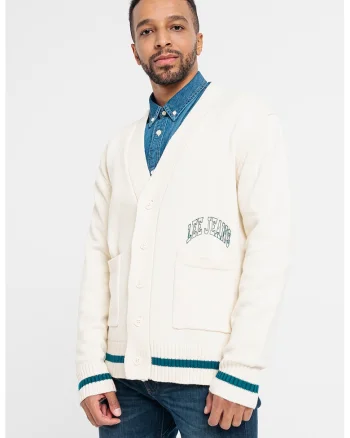 Cardigan cu buzunare aplicate Seasonal, Alb