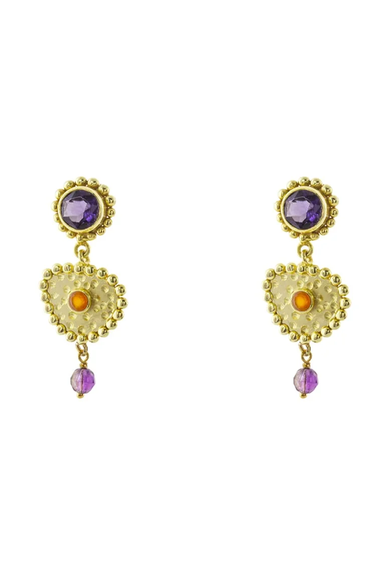 Cercei cu zirconia, Auriu/Violet