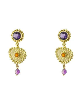 Cercei cu zirconia, Auriu/Violet