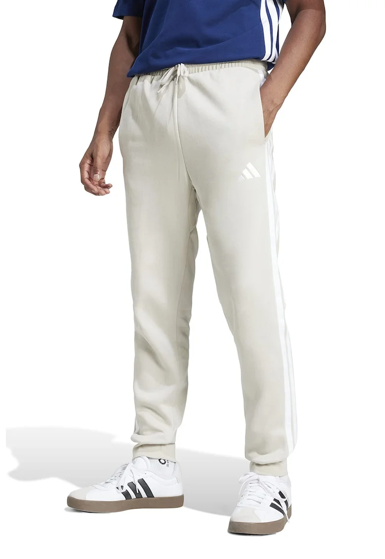 Pantaloni de trening cu logo si snur de ajustare, Alb/Crem