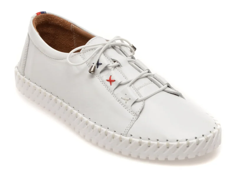 Pantofi GRYXX albi, EV2950, din piele naturala