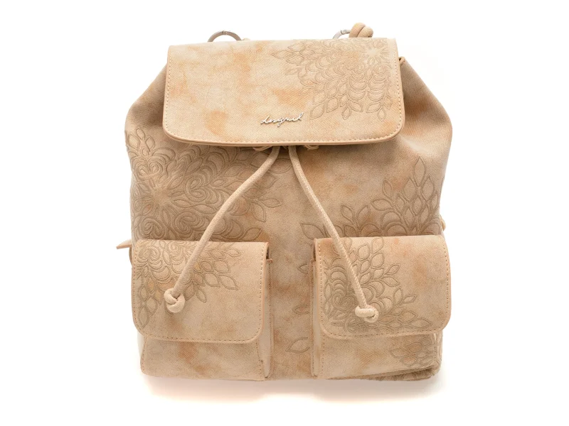 Rucsac DESIGUAL bej, SAKP40, din piele ecologica