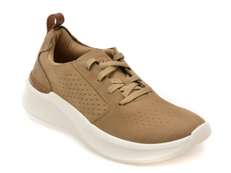 Pantofi sport CLARKS bej, SOLESTY, din nabuc