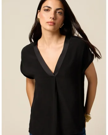 Bluza lejera cu maneci scurte, Negru