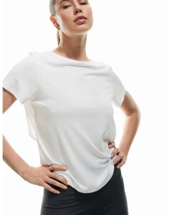 Tricou din amestec de modal cu decupaj pe partea din spate, Alb